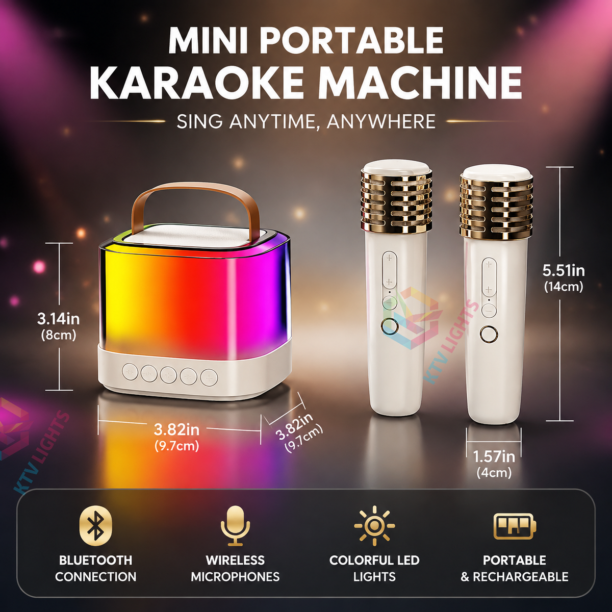 KTVLIGHTS Mini Bluetooth Portable Karaoke Machine-C6