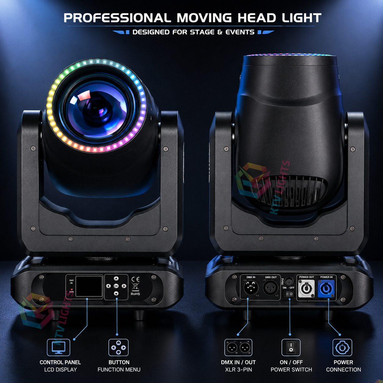 Powerful RGB Moving Head DJ Light for Party & Stage-E85