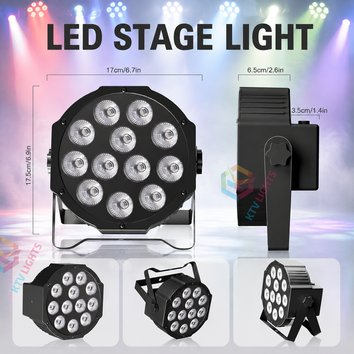 KTVLIGHTS Rechargeable RGBW LED Stage PAR Light-P16