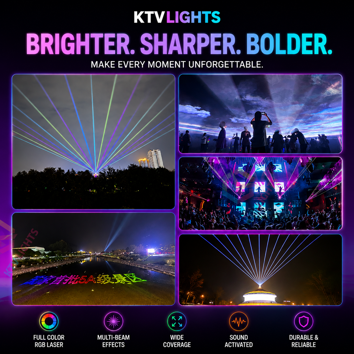 KTVLIGHTS 2026 Model 6-Eye Full-Color Scanning Laser Light for DJ Stages - B37
