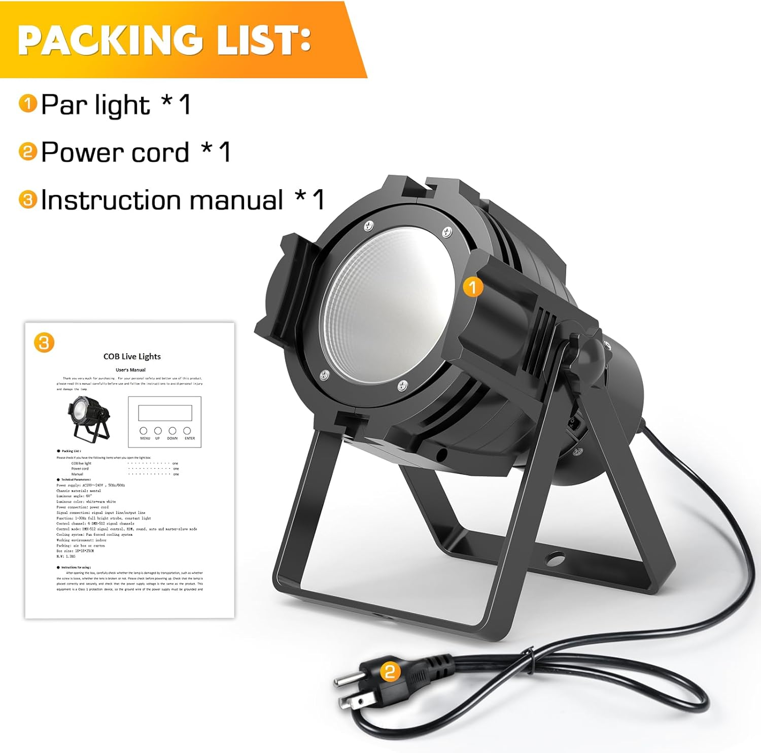 LED Round Cob Par Light 80W White + Warm White Live Broadcast Par Light-P39