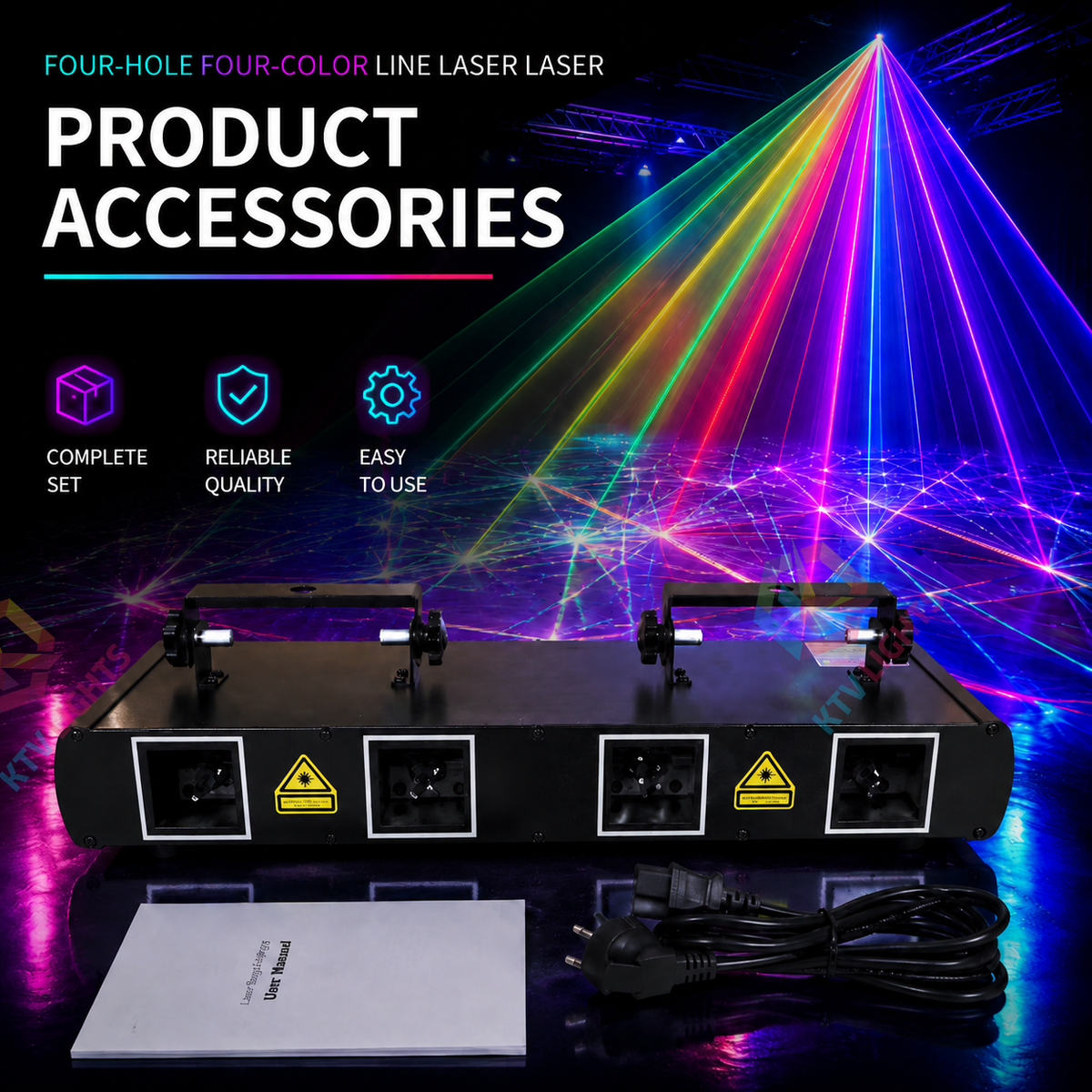 KTVLIGHTS 4-Aperture Full-Color Line-Scan Laser Light for DJ Stages-B18