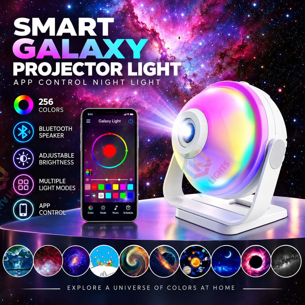 KTVLIGHTS Smart Galaxy Star Projector with APP Control-S60