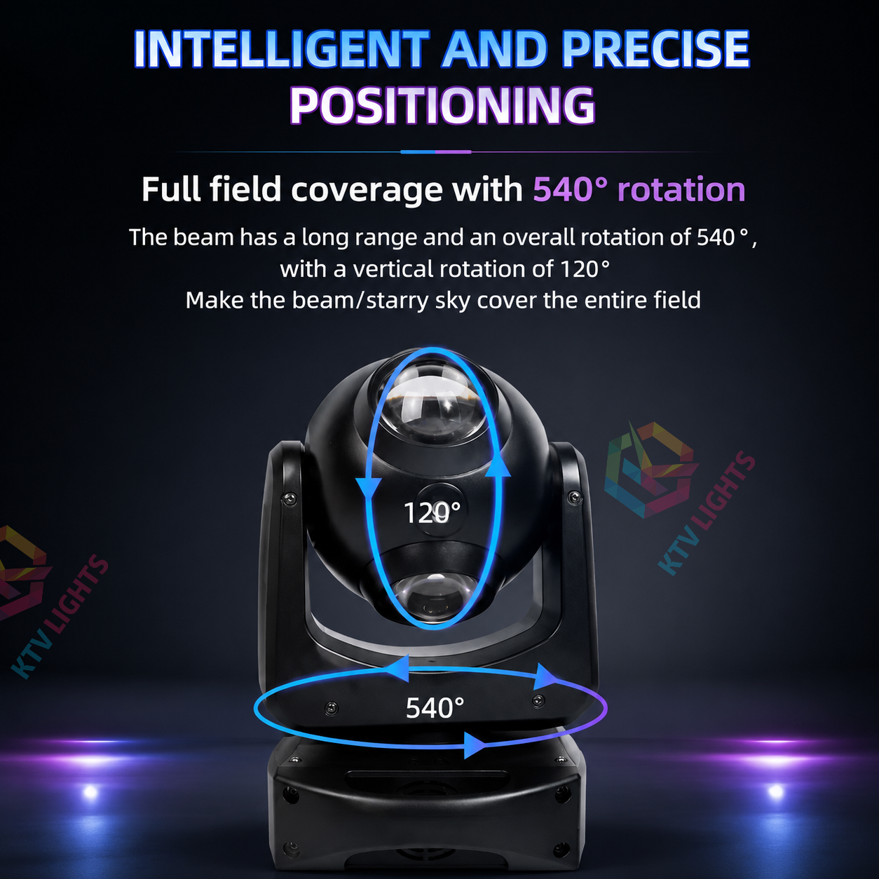 KTVLIGHTS 4-in-1 LED Moving Head Beam Light with Starry Effects -E1