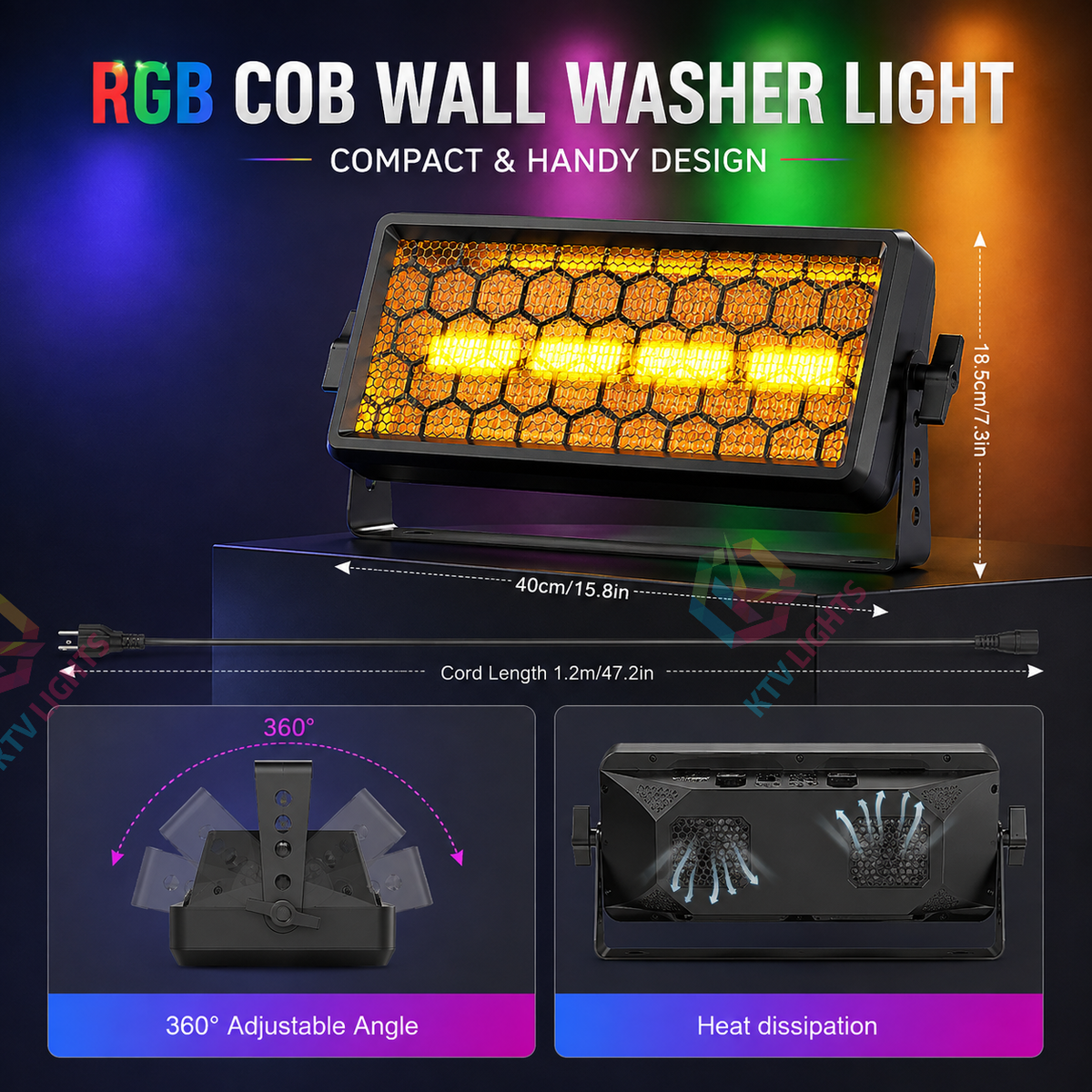 KTVLIGHTS 120W RGB DMX Strobe Wash DJ Stage Light-X23