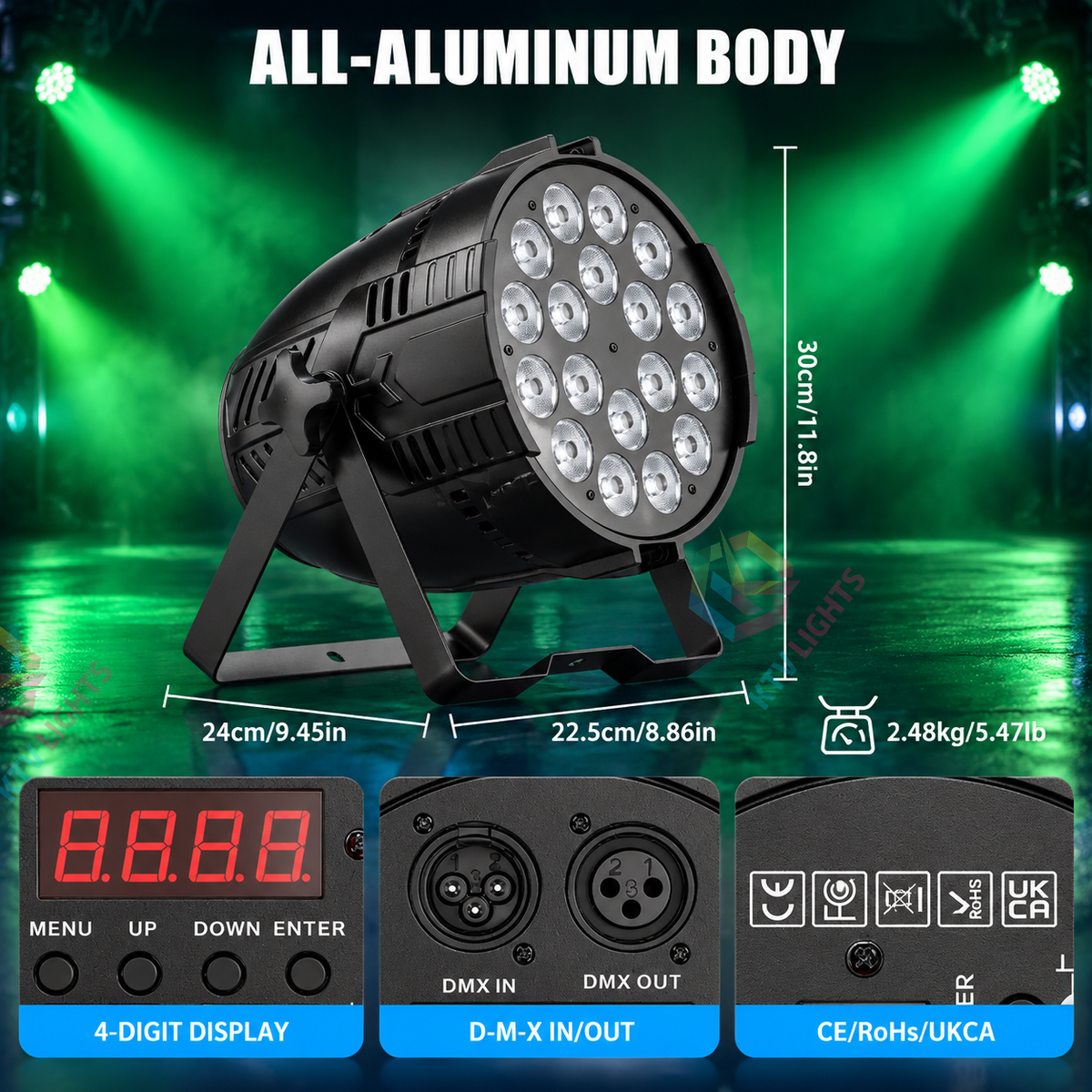 KTVLIGHTS 18x10W RGBW 4-in-1 LED Wash PAR Light-P21