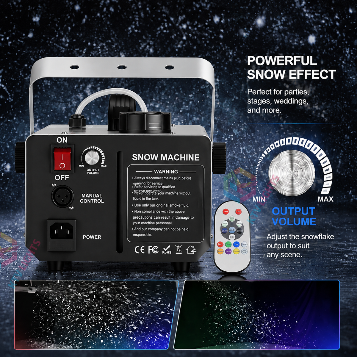 KTVLIGHTS 1000W Snow Machine with Remote Control-H3