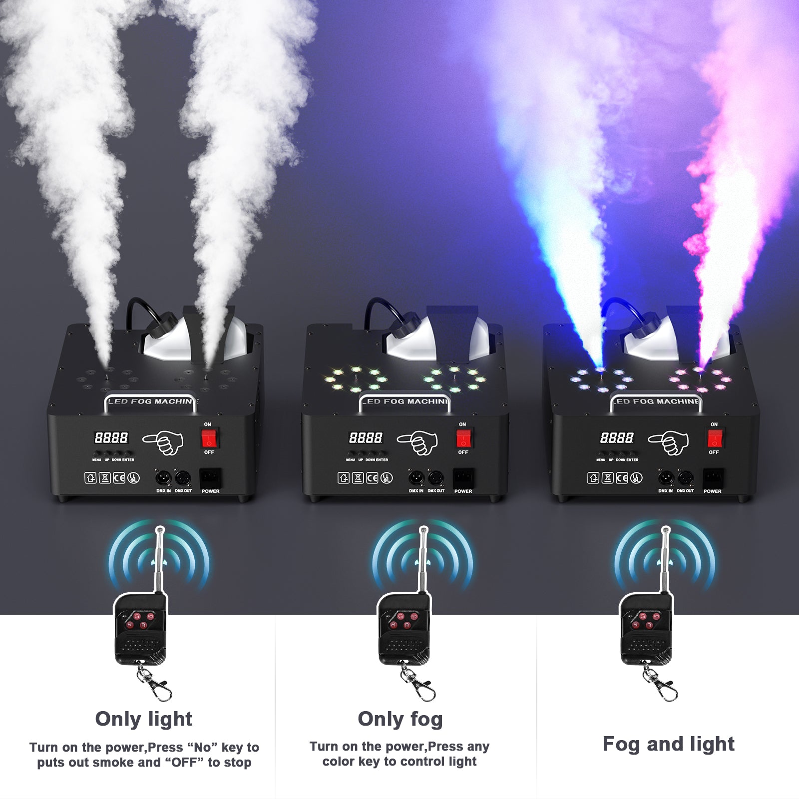 2000W Dual-Tube Adjustable LED RGB Smoke Machine-Y11