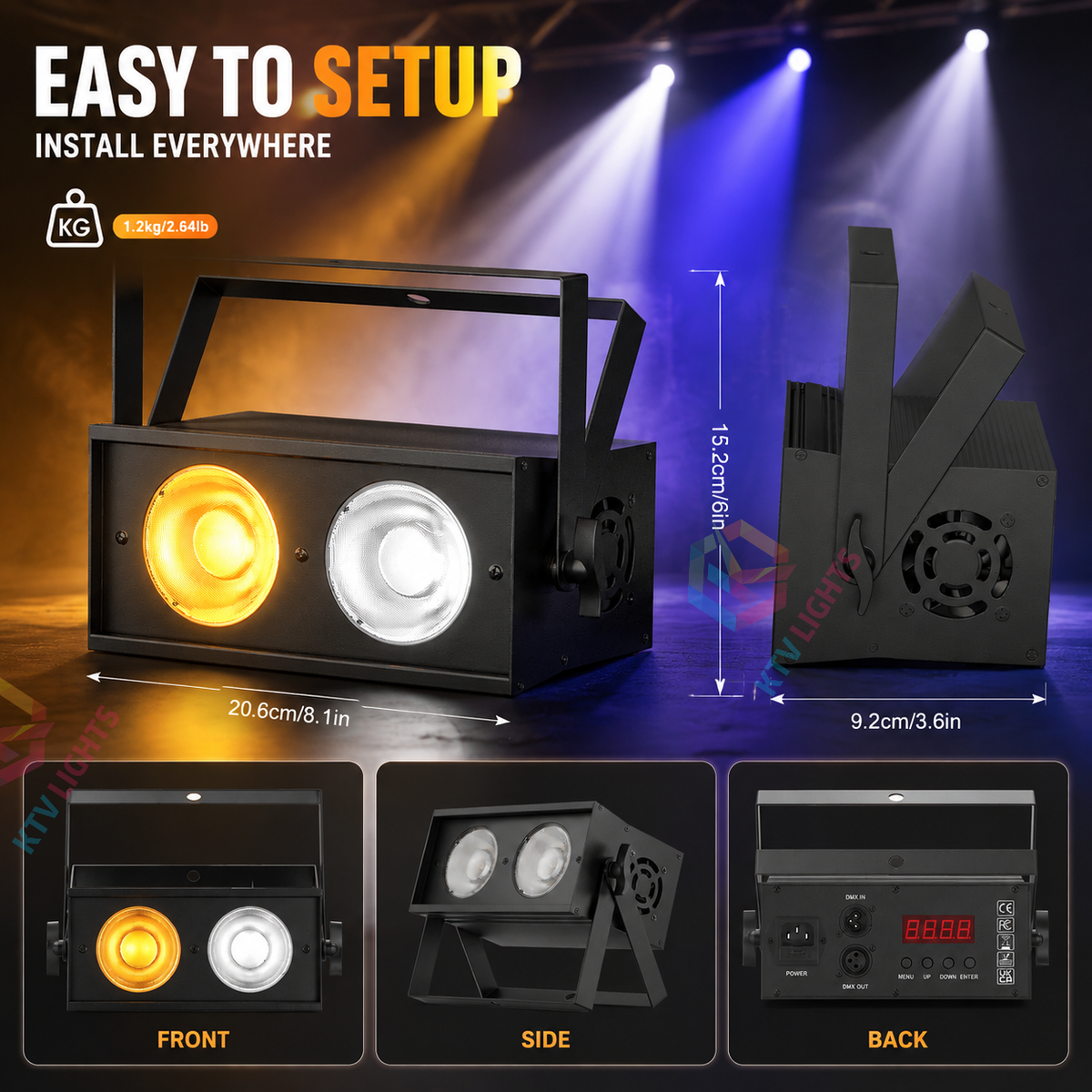 KTVLIGHTS 2x50W 2-in-1 Strobe Stage Light-P31