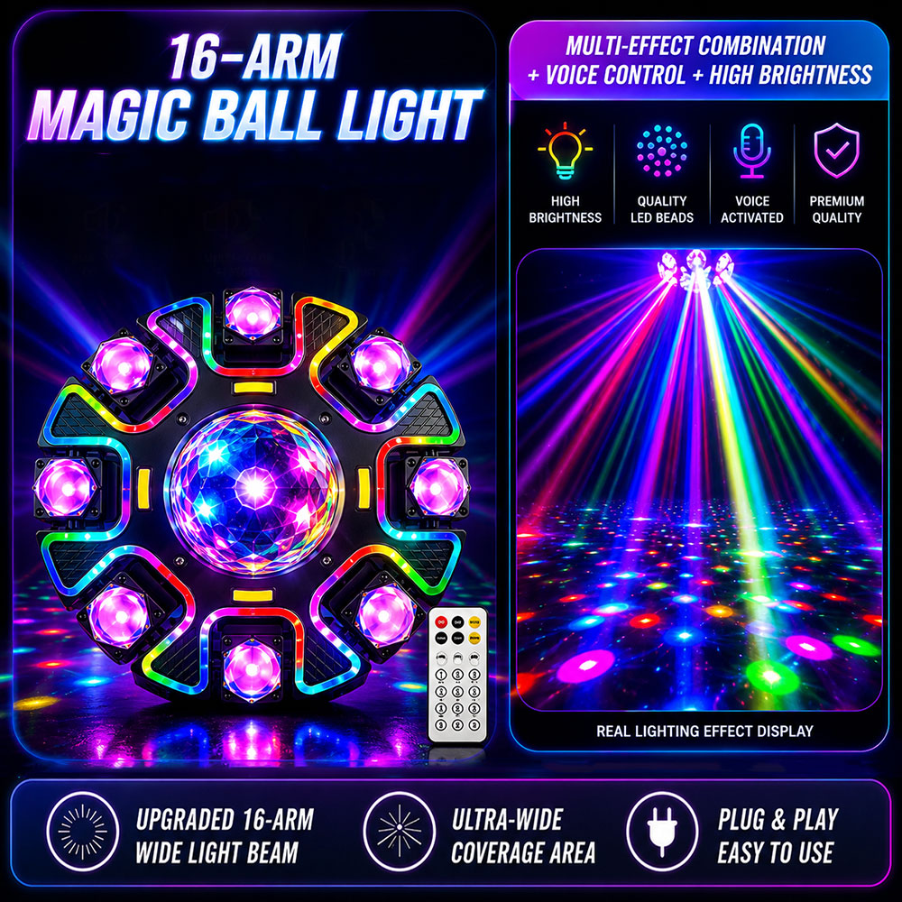 16-Arm Bee-Eye Moving Head Light - E78