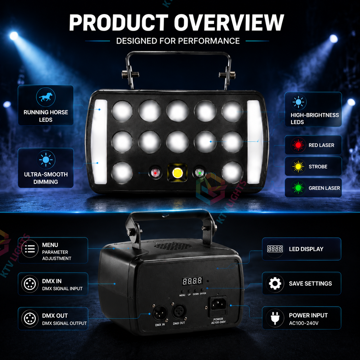 4-in-1 Party Butterfly Light, DJ Stage Light, DMX Light - C8