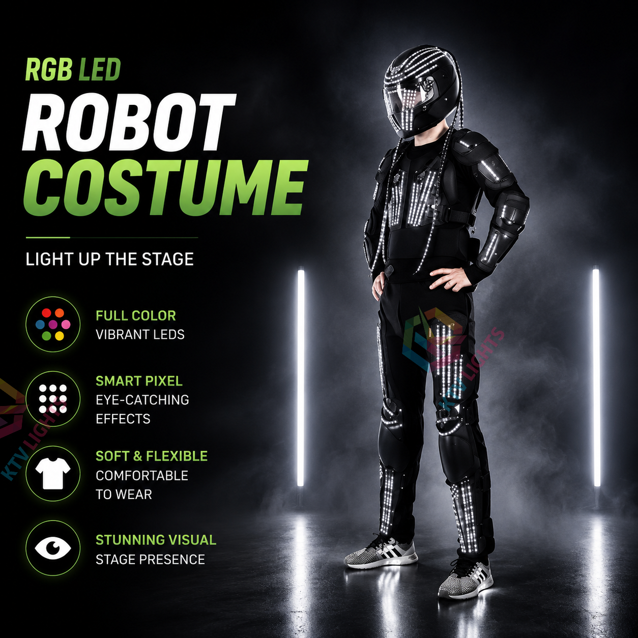 KTVLIGHTS RGB LED Robot Costume for Stage Performances and Parties-M25