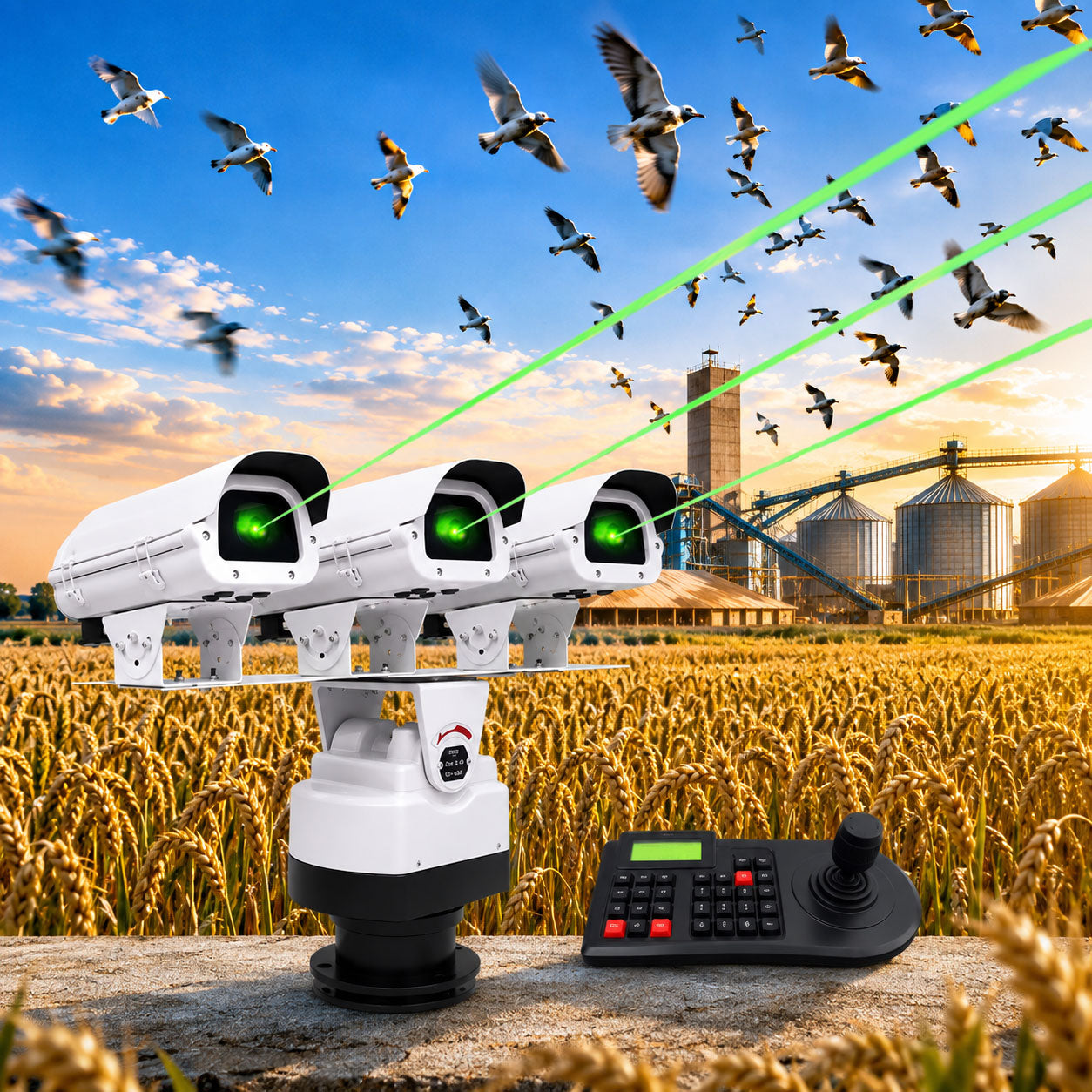 Three-headed bird and animal repelling laser light - B56