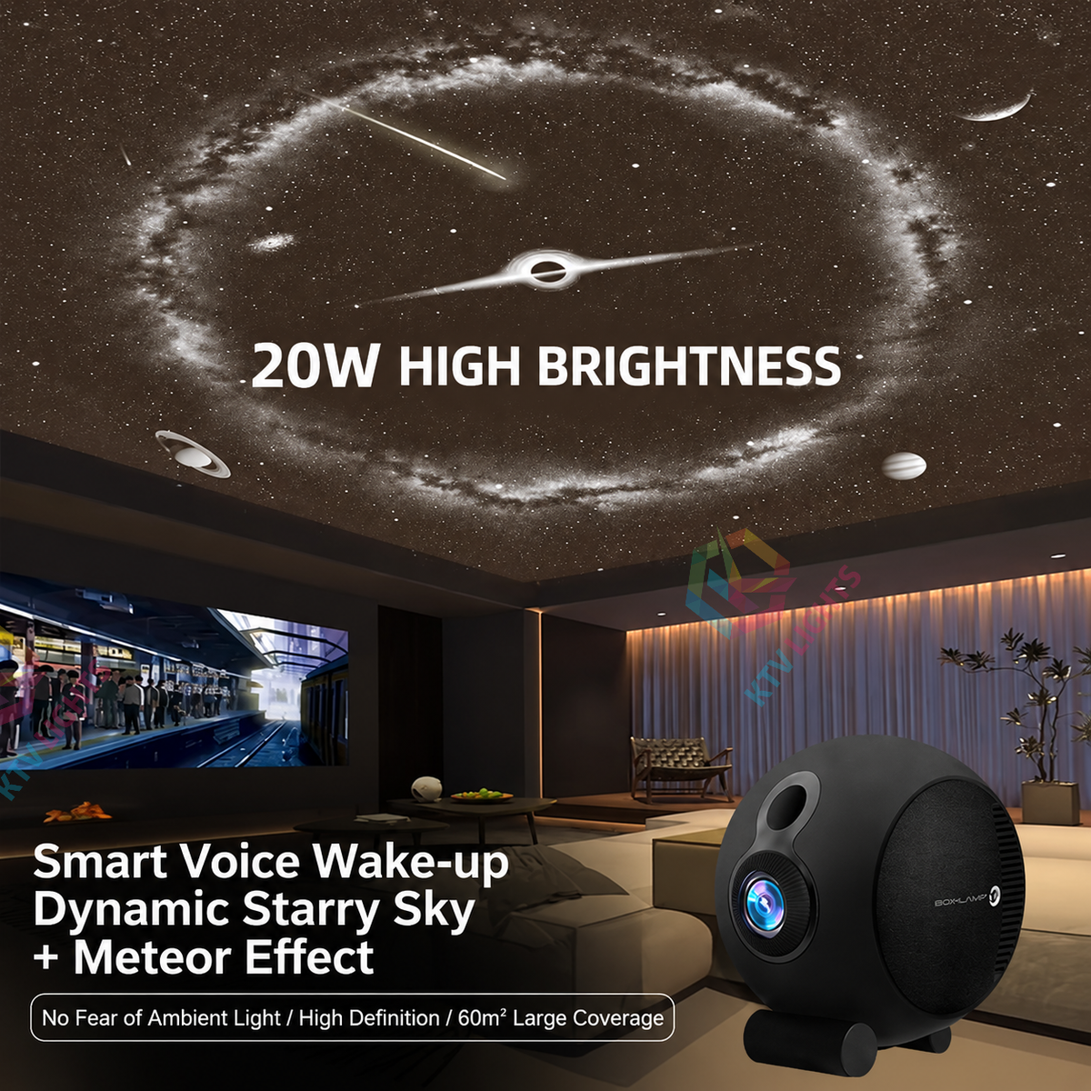 KTVLIGHTS 20W APP Smart Star Galaxy Projector with Dynamic Effects-S61