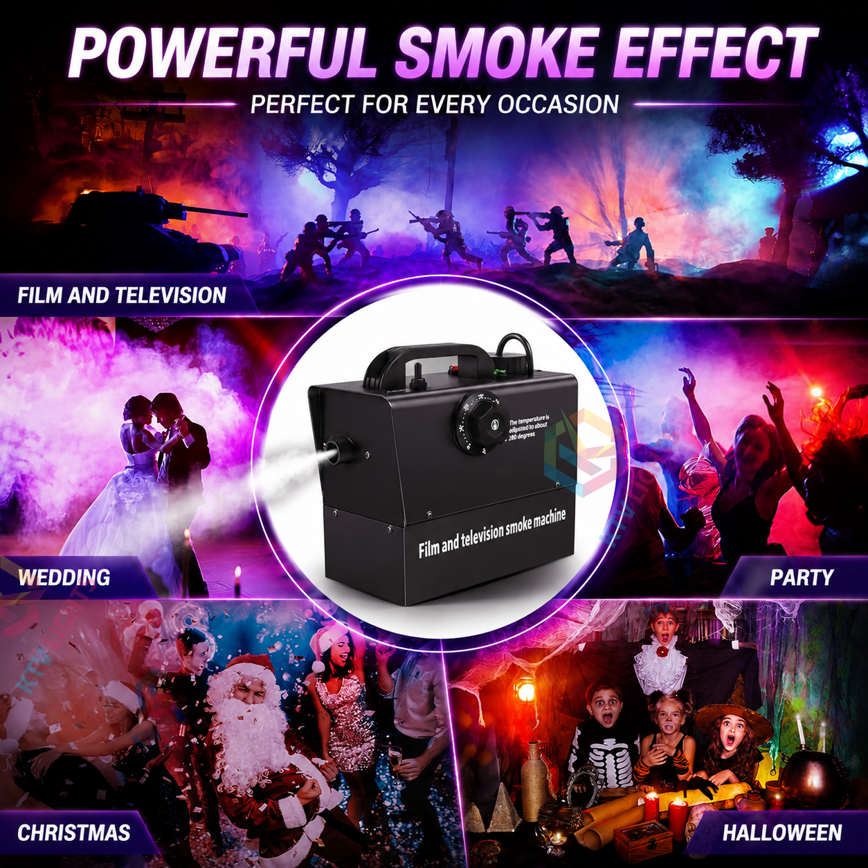 KTVLIGHTS 400W Mini Remote Control Rechargeable Smoke Machine-Y17