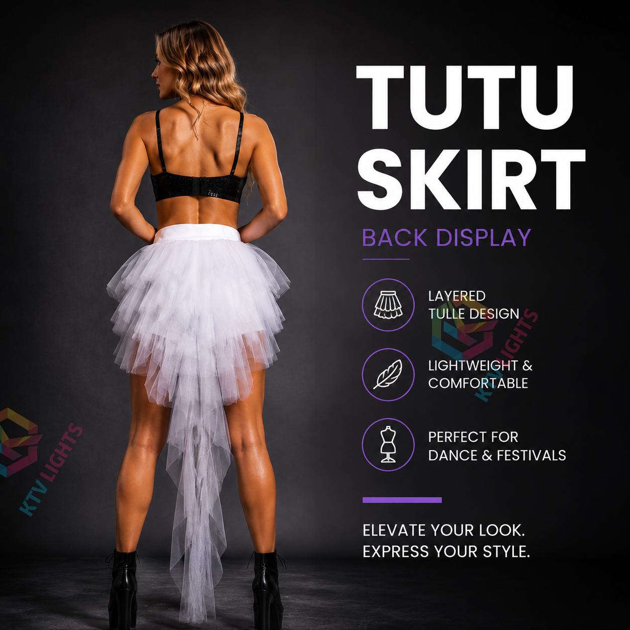 KTVLIGHTS LED Tutu Skirt for Dance, Rave Parties & Festivals-M54