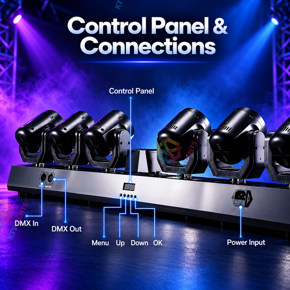KTVLIGHTS 120W LED Laser Moving Head Light Bar with Stand-E108