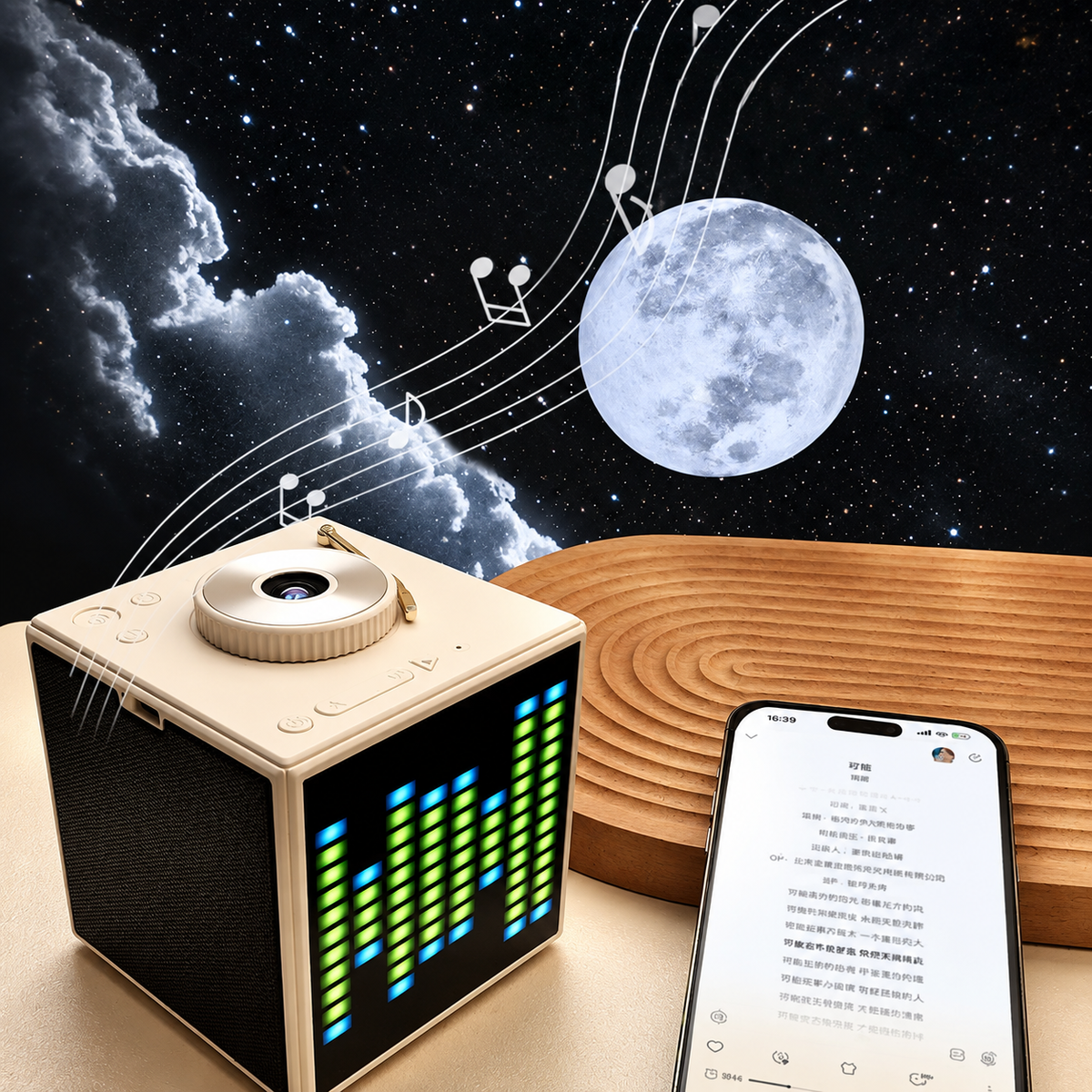 KTVLIGHTS Sound-Reactive Galaxy Projector with Bluetooth Speaker-S54