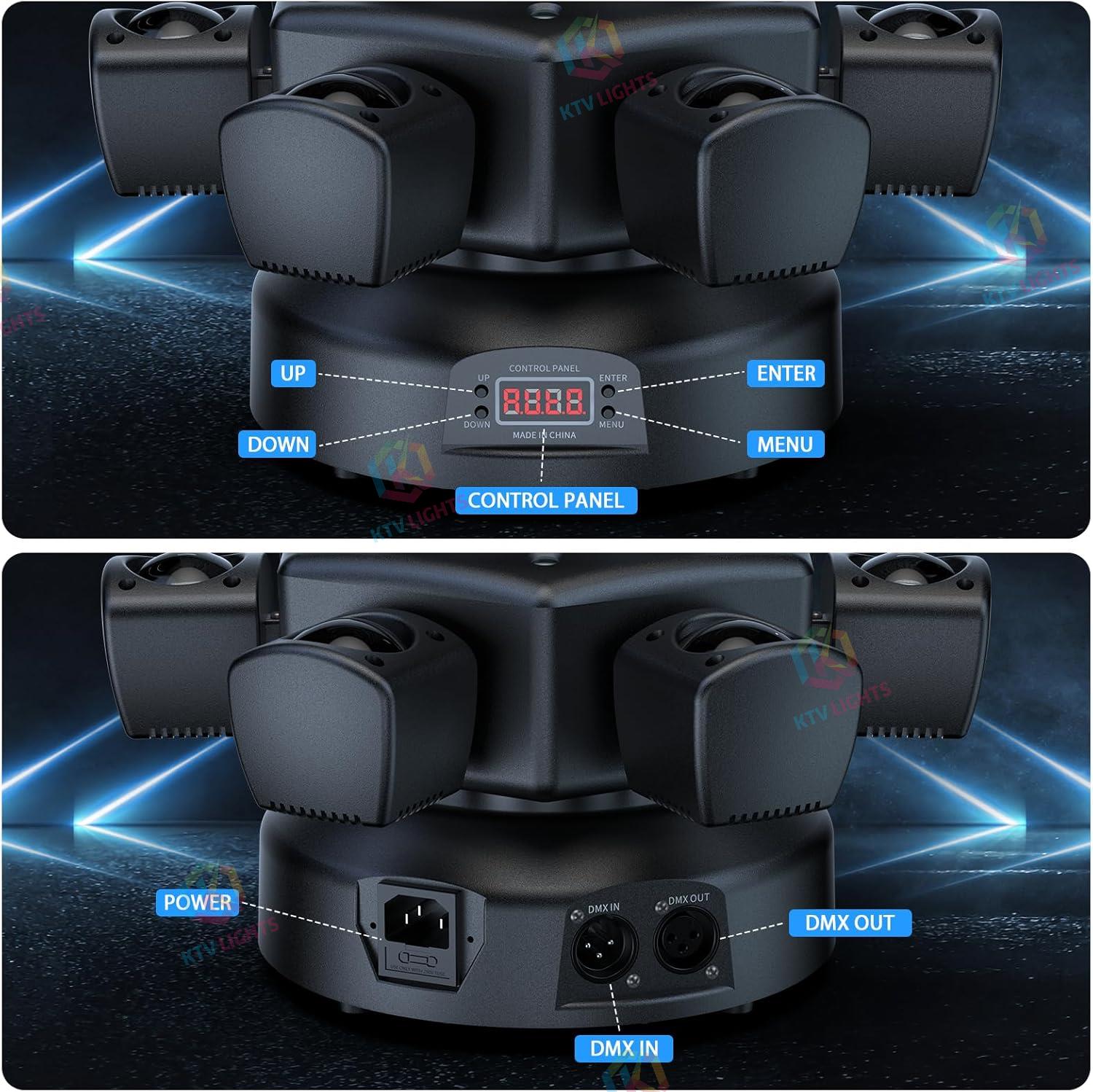 120W RGBW 6-Arm Moving Head Beam Light with Remote Control-E9