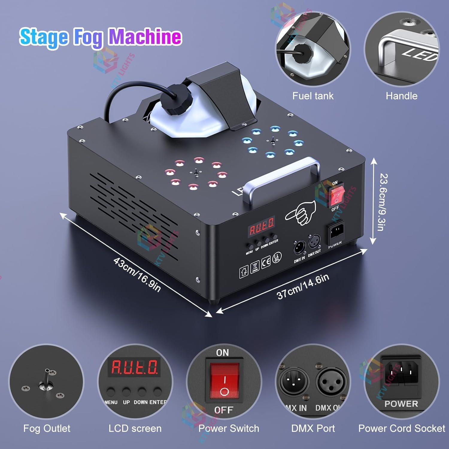 2000W Dual-Tube Adjustable LED RGB Smoke Machine-Y11