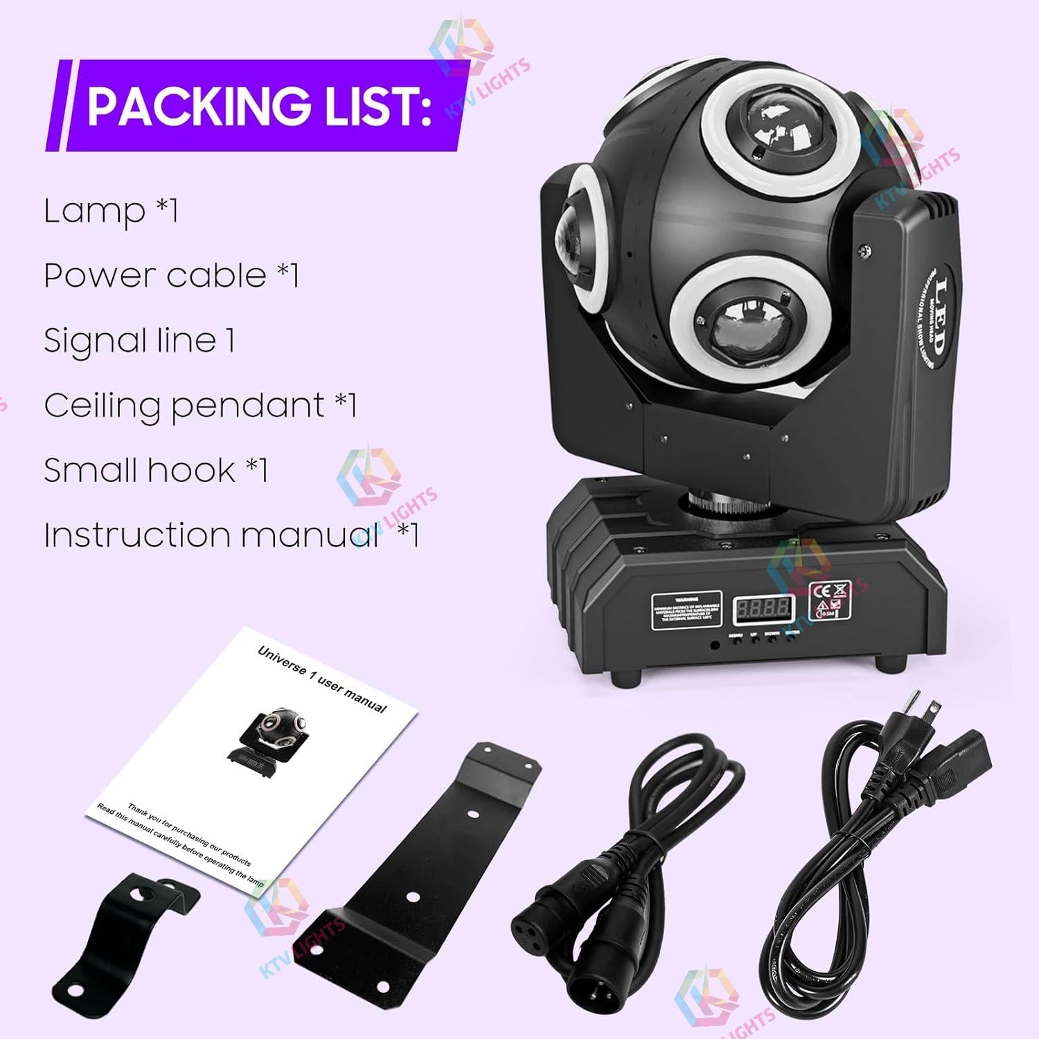 150W 8-LED RGBW 360° Rotating Moving Head Light-E65