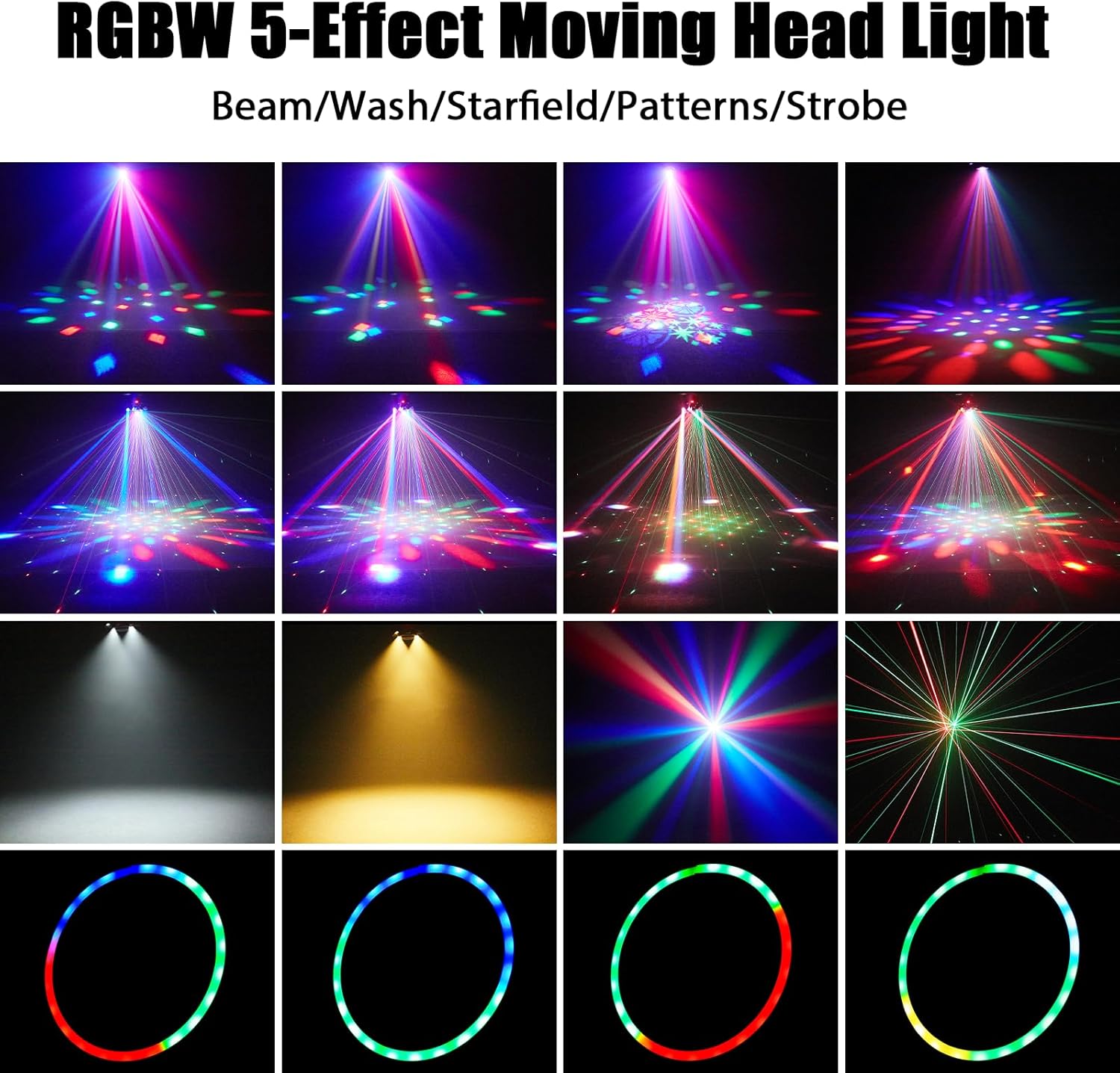 120W RGBW 6-Arm Moving Head Beam Light with Remote Control-E9