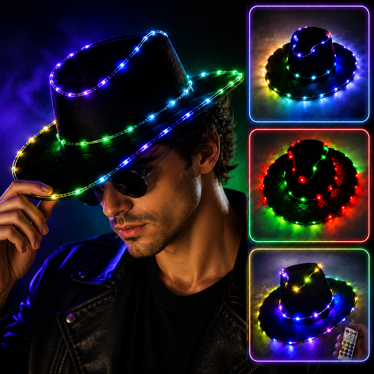 KTVLIGHTS LED Light Up Hat for Party, Rave & Festival Events-M6