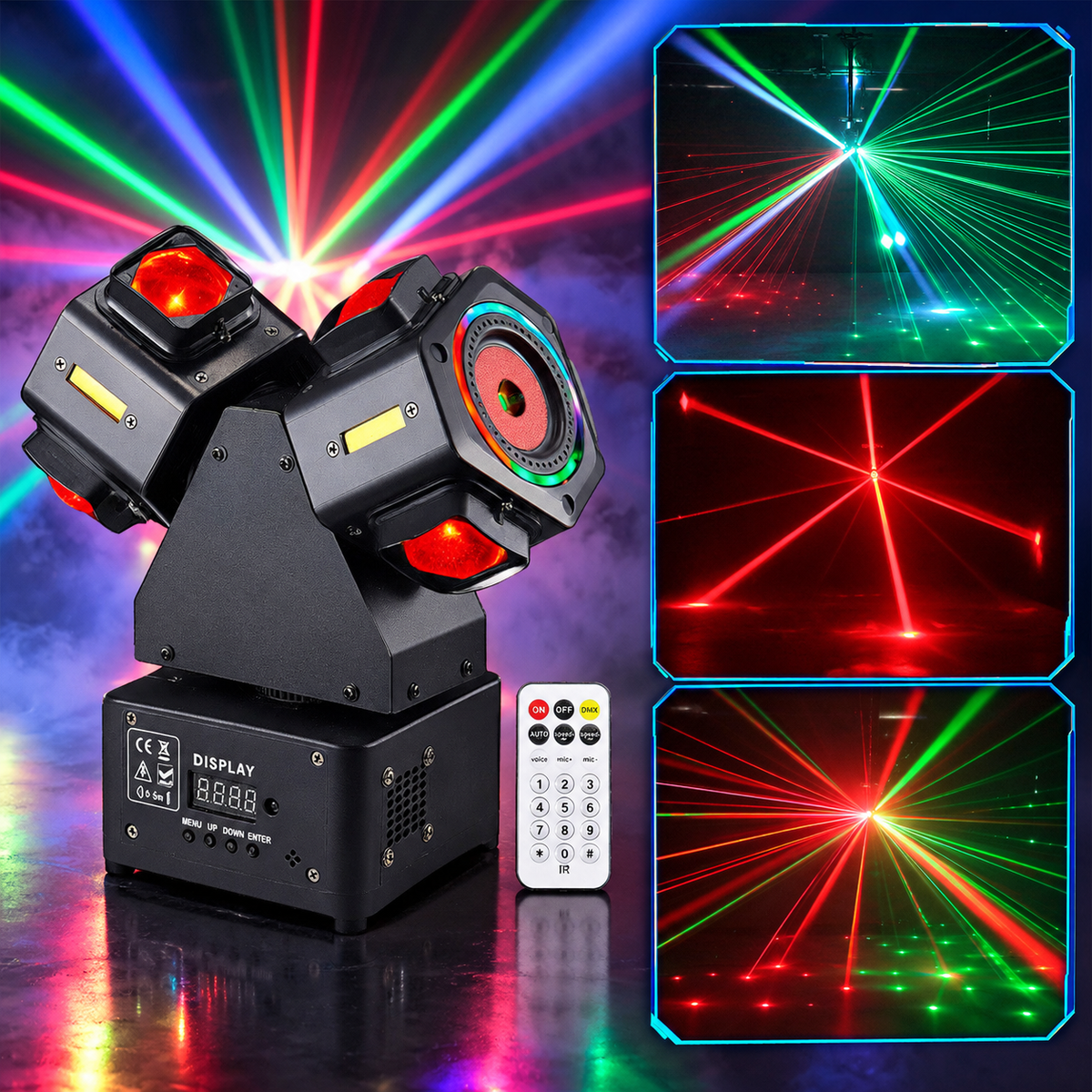 KTVLIGHTS 180W 4-Arm Moving Head Laser Beam DJ Stage Light-E96