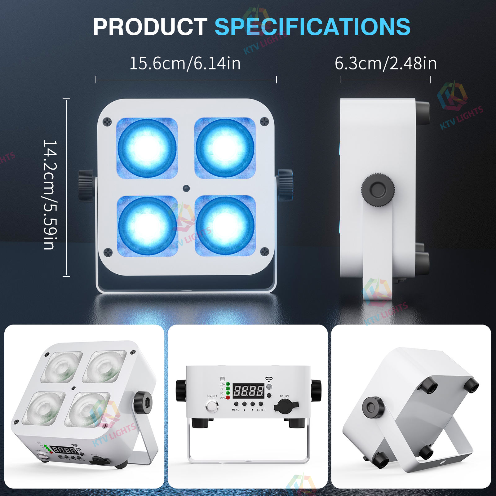 4x10W Rechargeable App-Controlled PAR Light - P66