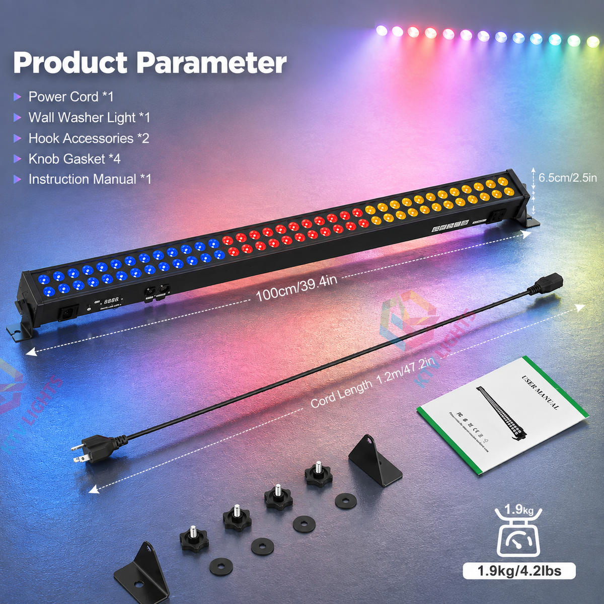 KTVLIGHTS 120W 80-LED 3-in-1 Wall Washer Light-X26