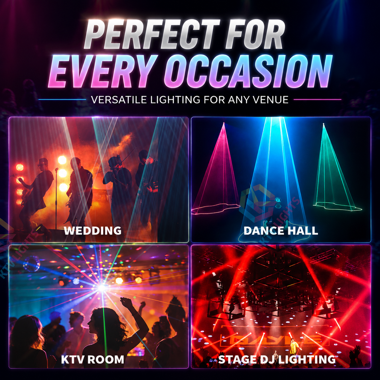 KTVLIGHTS RGB Animation Strobe Laser Light – DJ Stage Effect Light – DMX512 - A12
