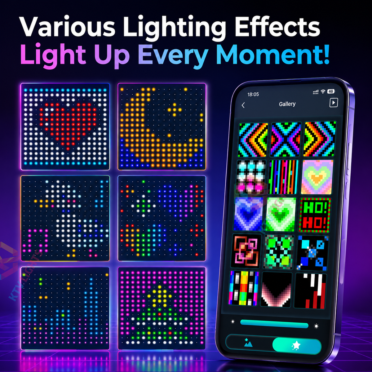 KTVLIGHTS IP65 Smart APP LED Decorative Curtain Light-DIY Text/Animation-M58