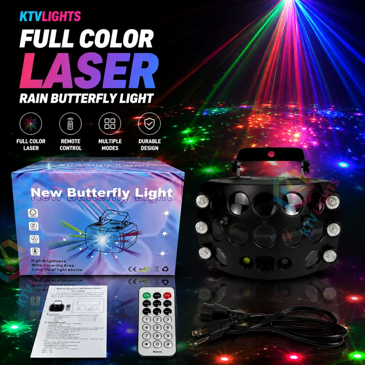 KTVLIGHTS RGB laser butterfly rain light is perfect for DJ parties-B23