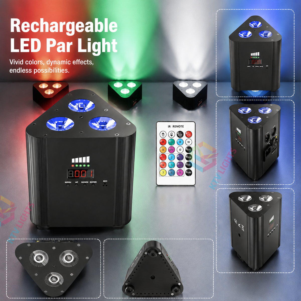 KTVLIGHTS 3PCS RGBW 4-in-1 Battery LED Wall Washer Light-P42