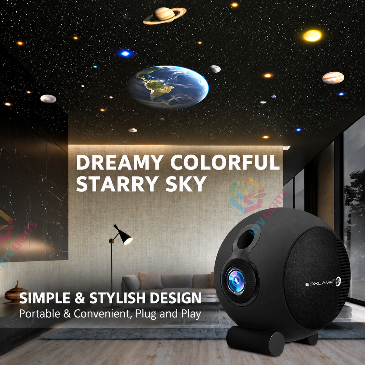 KTVLIGHTS 20W APP Smart Star Galaxy Projector with Dynamic Effects-S61