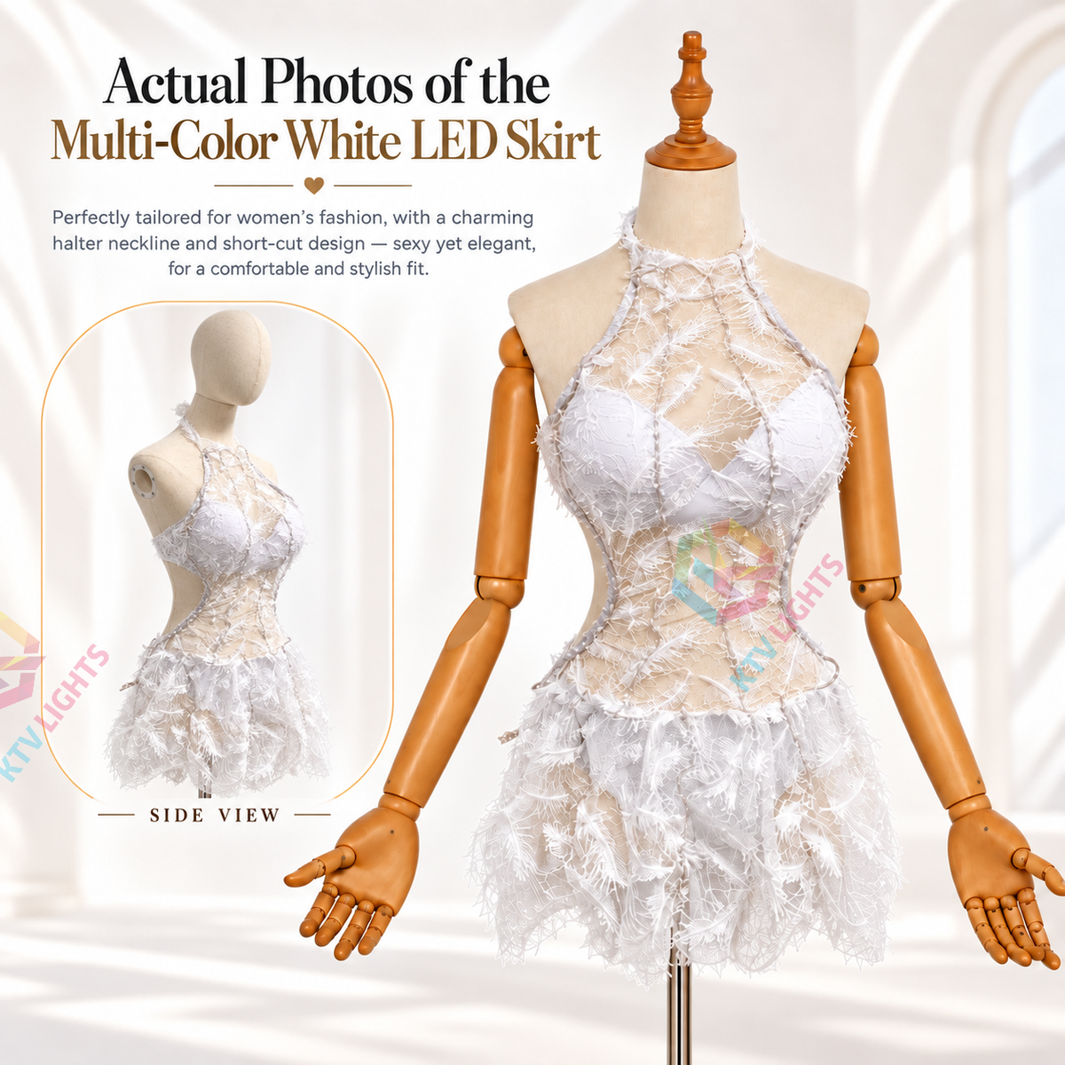 KTVLIGHTS RGB LED Light-Up Dress with Remote & App Control-M70