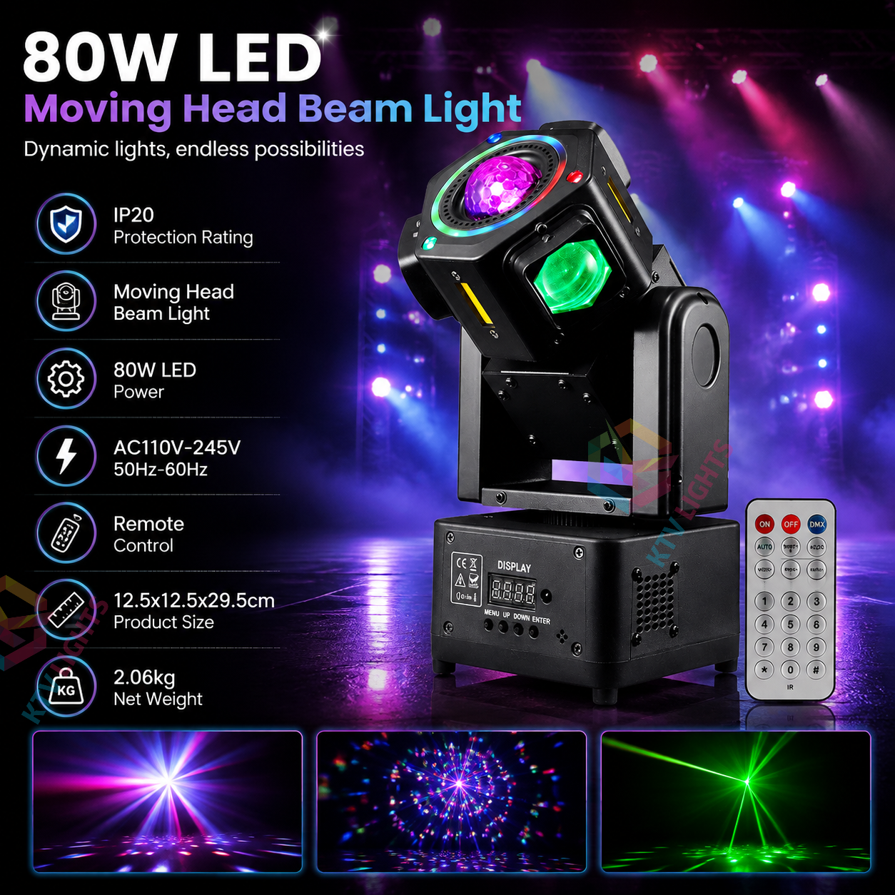 KTVLIGHTS Mini moving-head stage light suitable for DJ parties and various events-E92