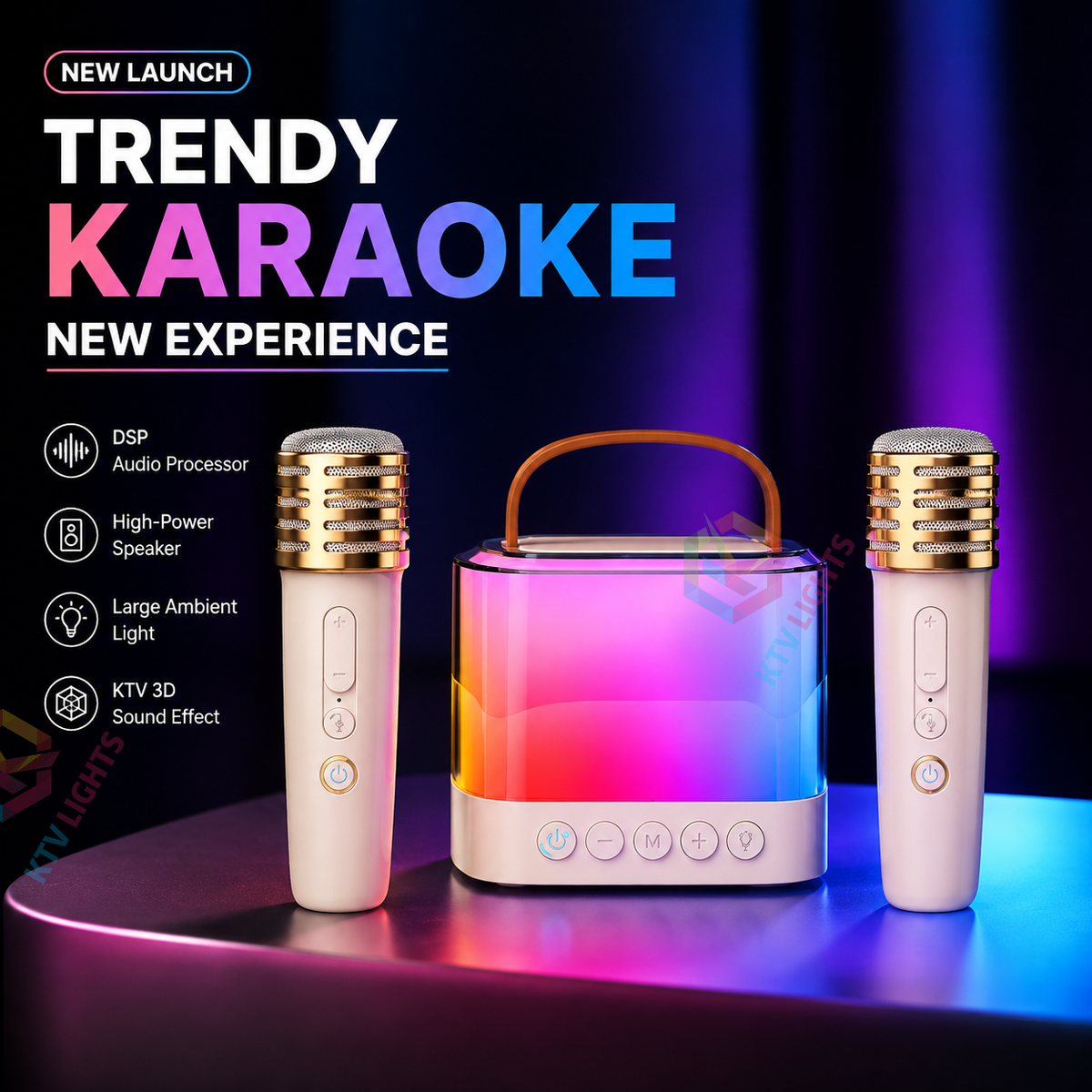 KTVLIGHTS Mini Bluetooth Portable Karaoke Machine-C6
