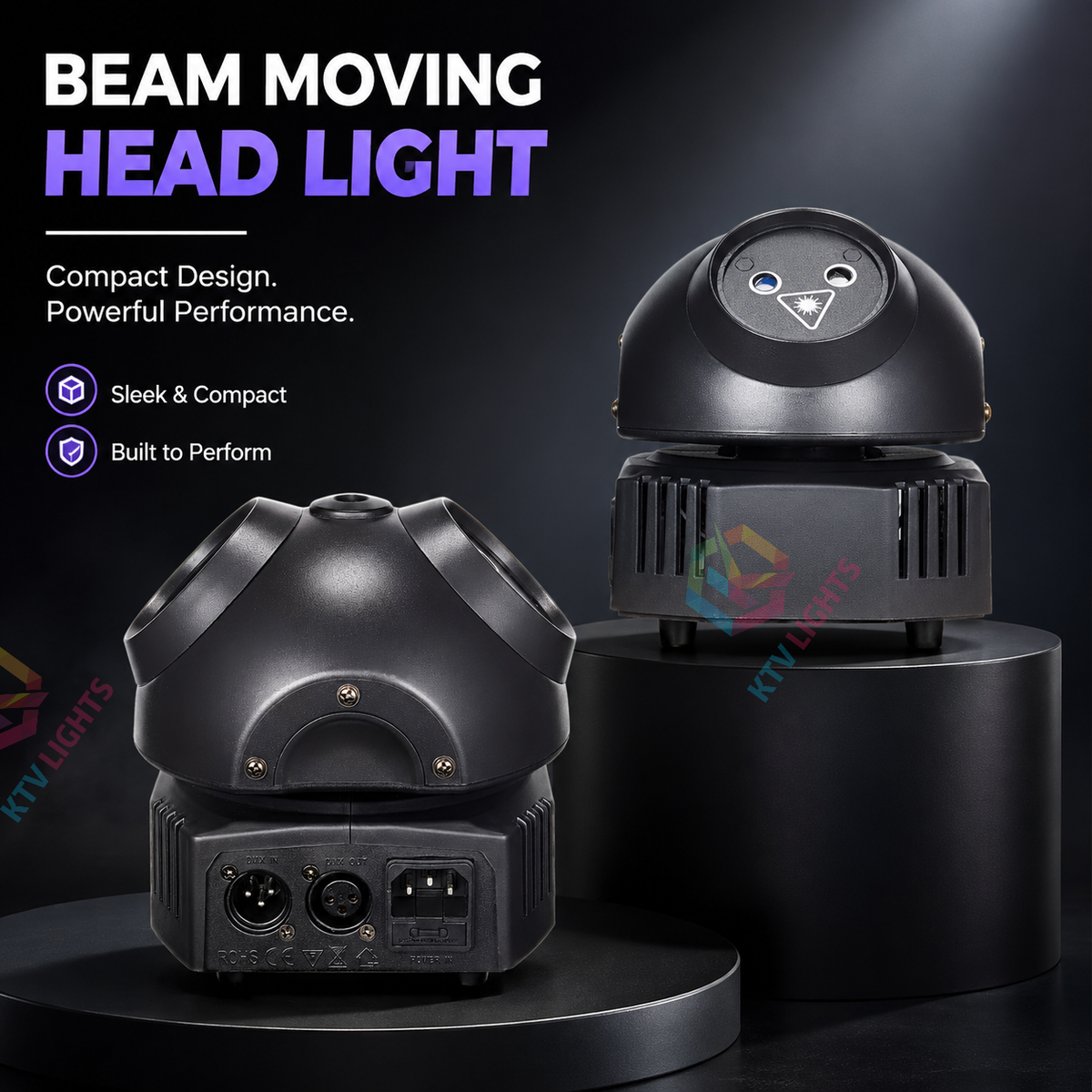 KTVLIGHTS Beam Moving Head Light DJ Stage Lighting with Laser Effects-E8