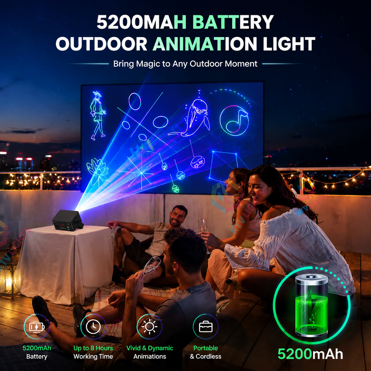 Rechargeable 3D Animation App Laser Light - A34
