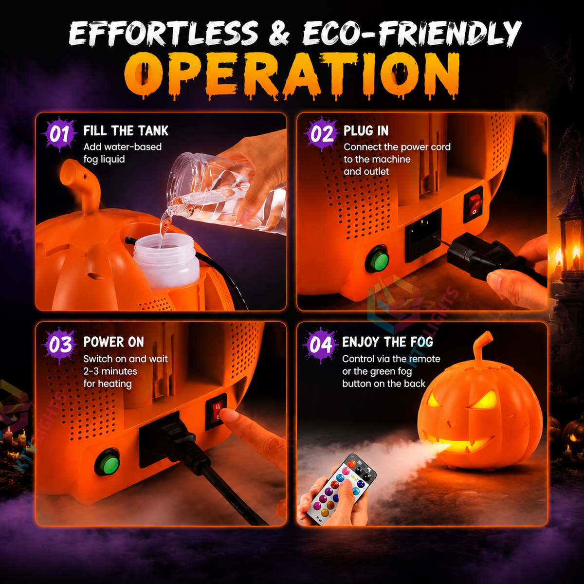 KTVLIGHTS 800W Pumpkin Shape Halloween Party Smoke Machine-Y9