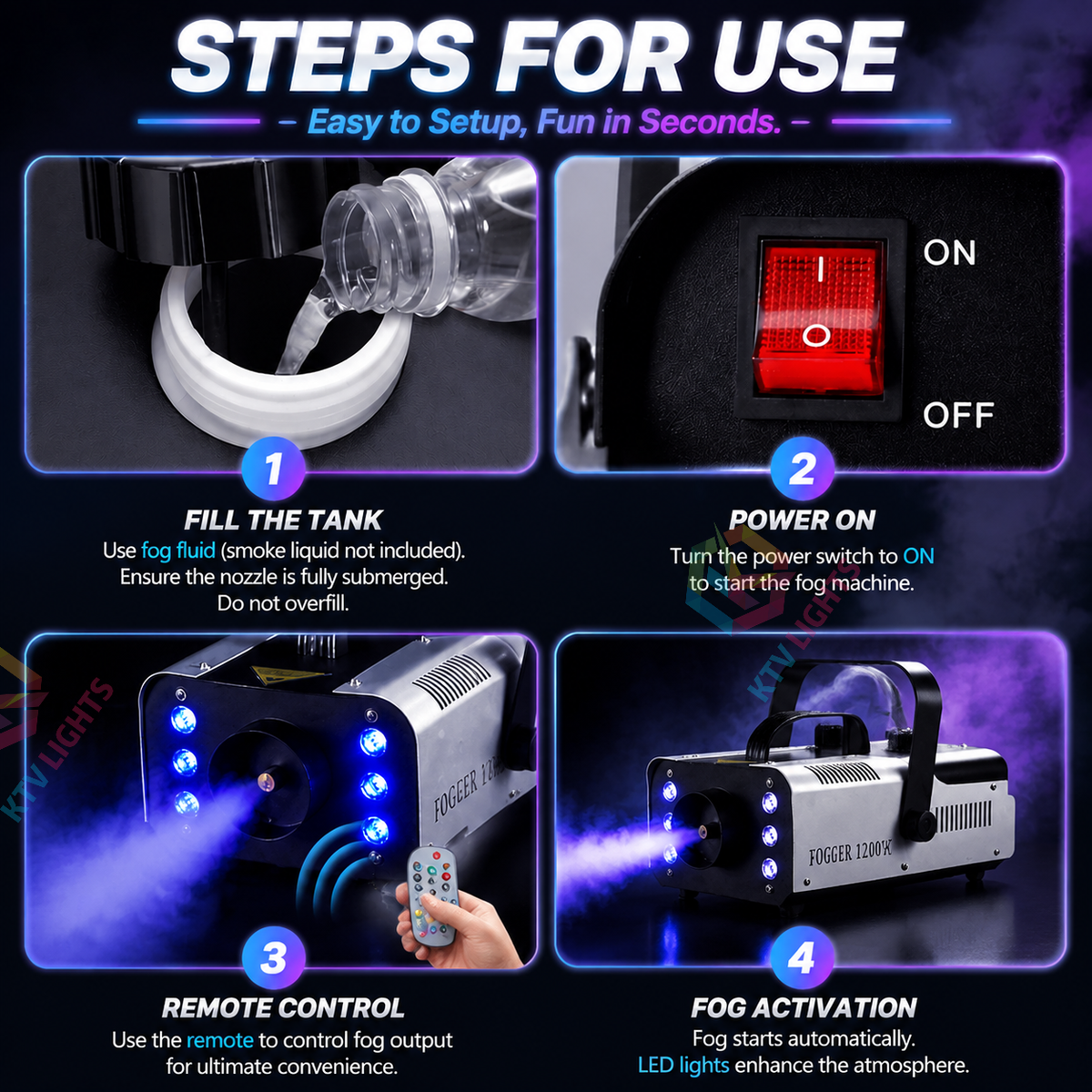 KTVLIGHTS 1200W LED fog machine-Y1