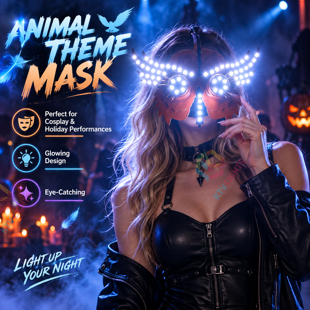 KTVLIGHTS Halloween LED Bird Mask for Adults & Cosplay-M59