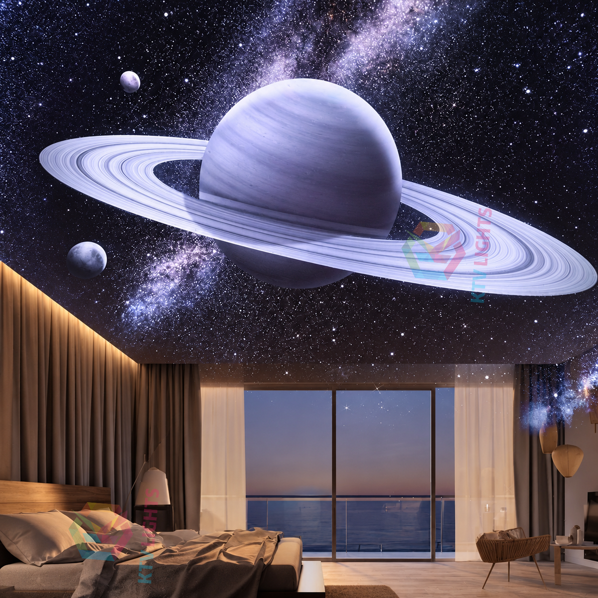 KTVLIGHTS Sound-Reactive Galaxy Projector with Bluetooth Speaker-S54