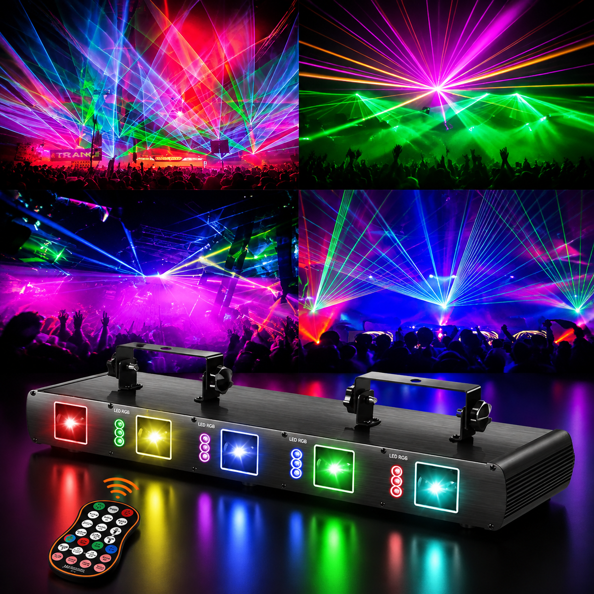 KTVLIGHTS 5-Aperture RGB Laser Light for DJ Stage Parties-B2