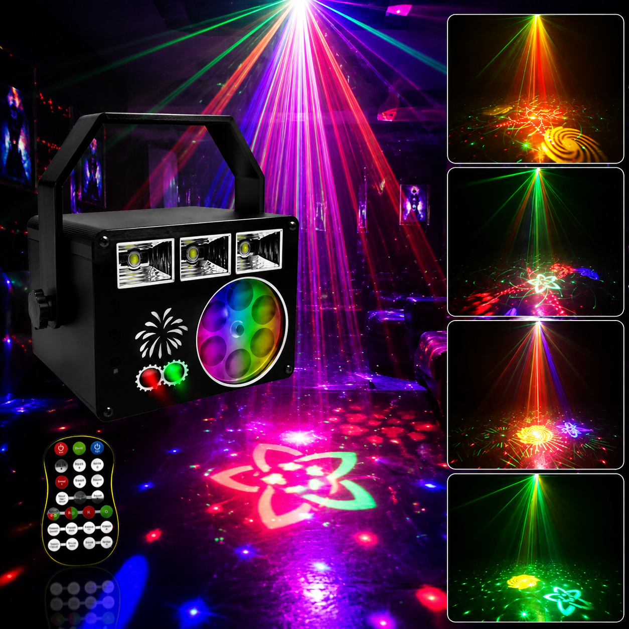 KTVLIGHTS 7-in-1 Party Laser Light – DJ RGB Stage Effect Disco Light-C11