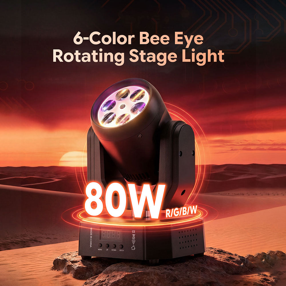 Mini six-color bee-eye rotating moving head light-E75