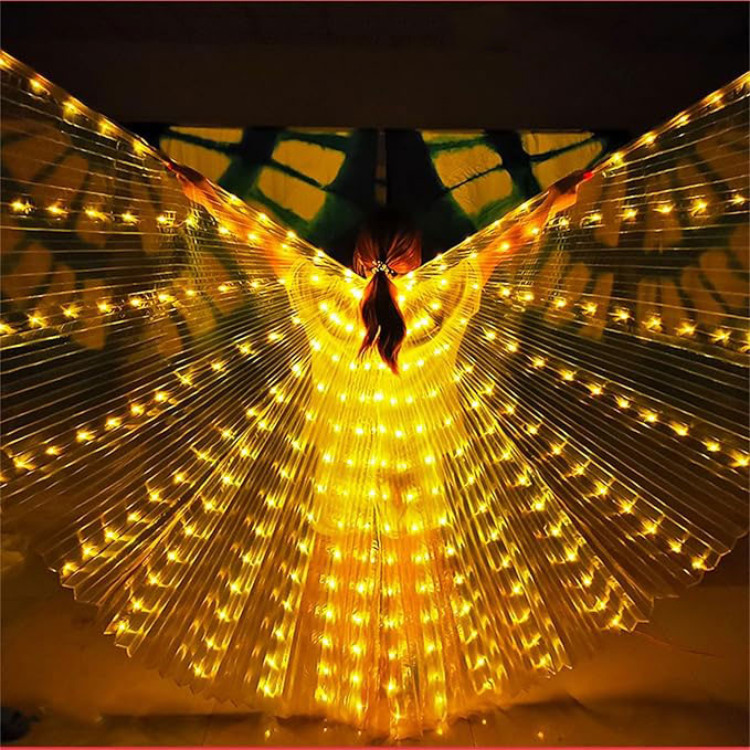 LED Belly Dance Costume Light Up IsIs Wings for Women Adults-M37