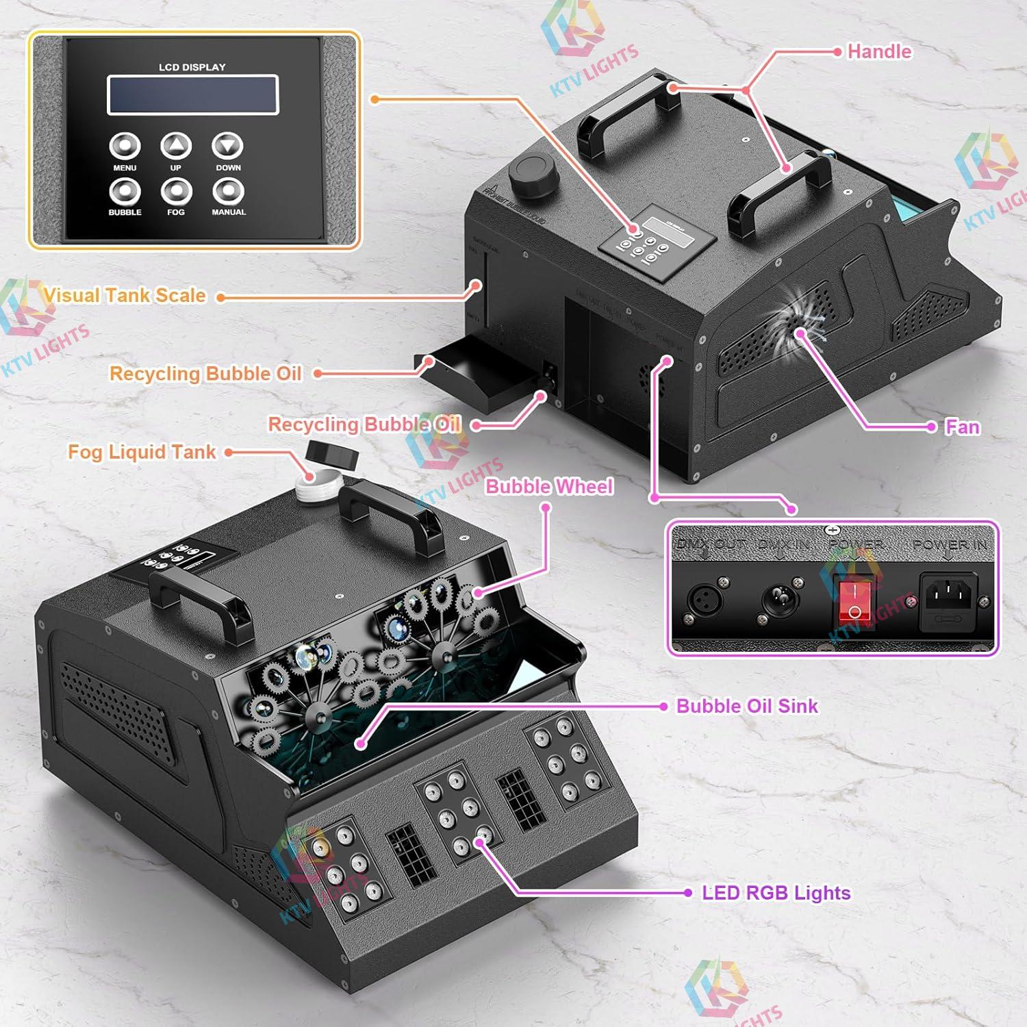 1500W LED RGB Smoke Bubble Machine with Remote Control-Y5