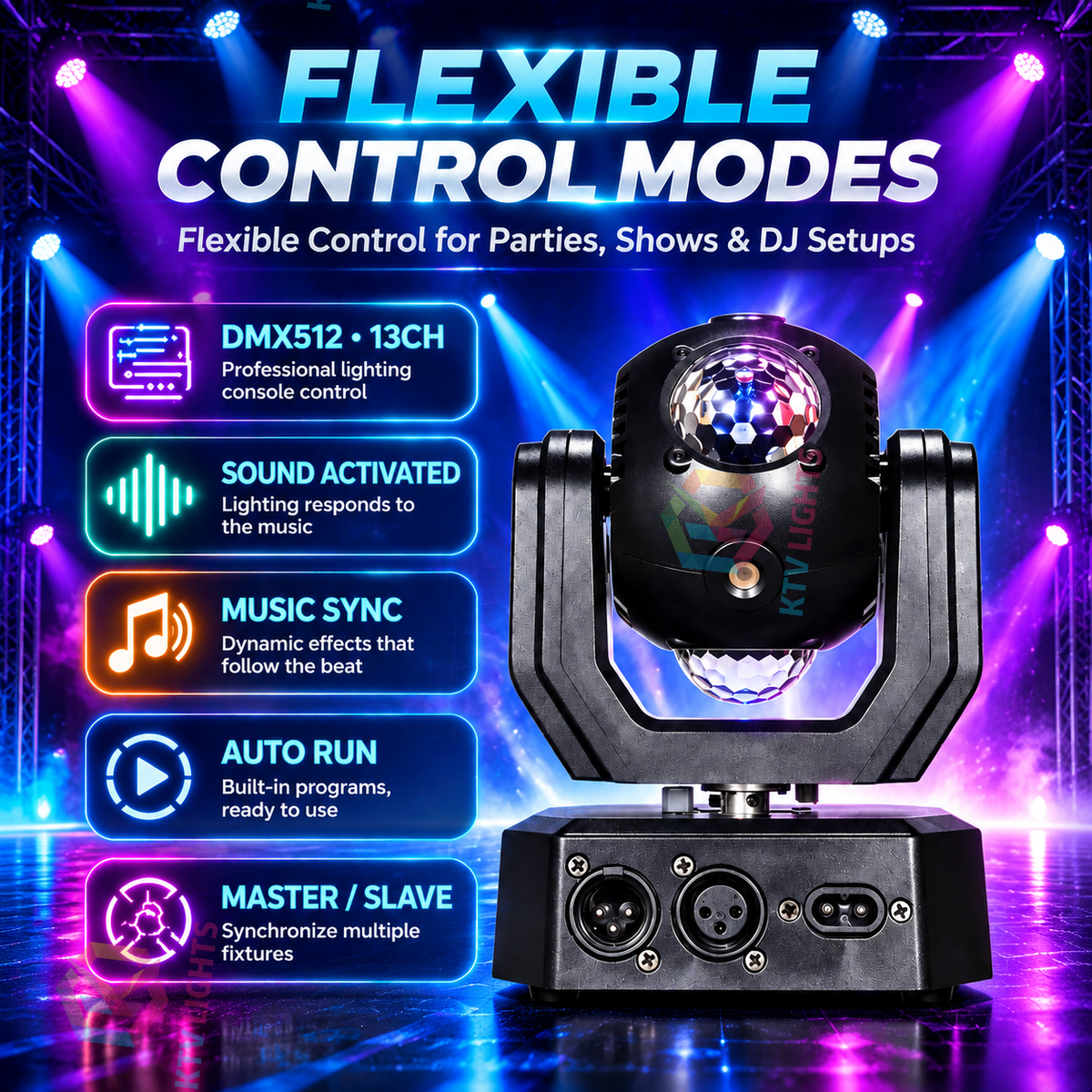KTVLIGHTS Mini Moving Head Magic Ball Laser DJ Party Stage Light-E120